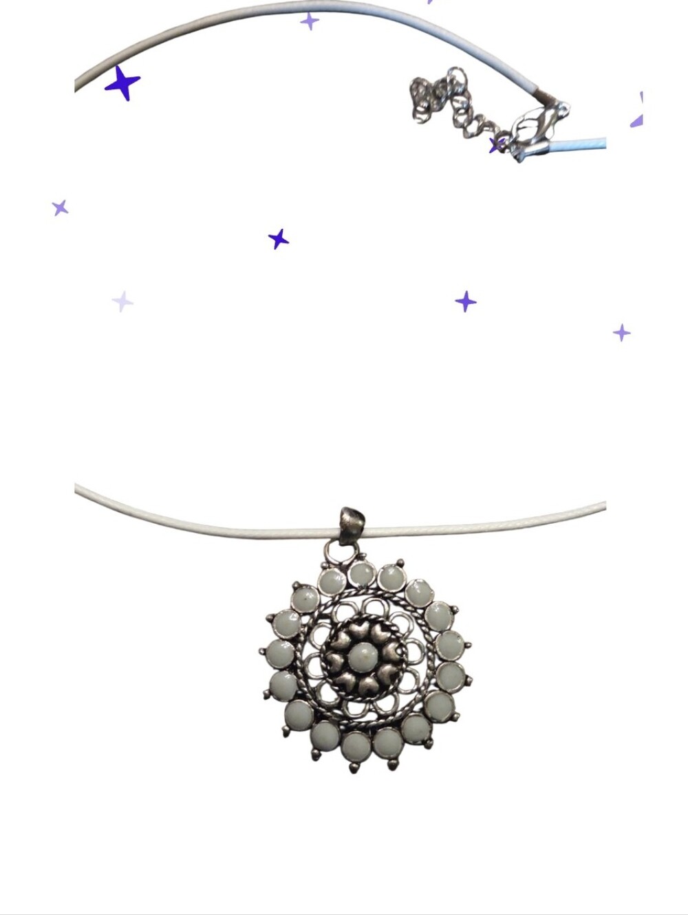 Light Blue Silver  Floral Pendant Necklace - Women Jewelry